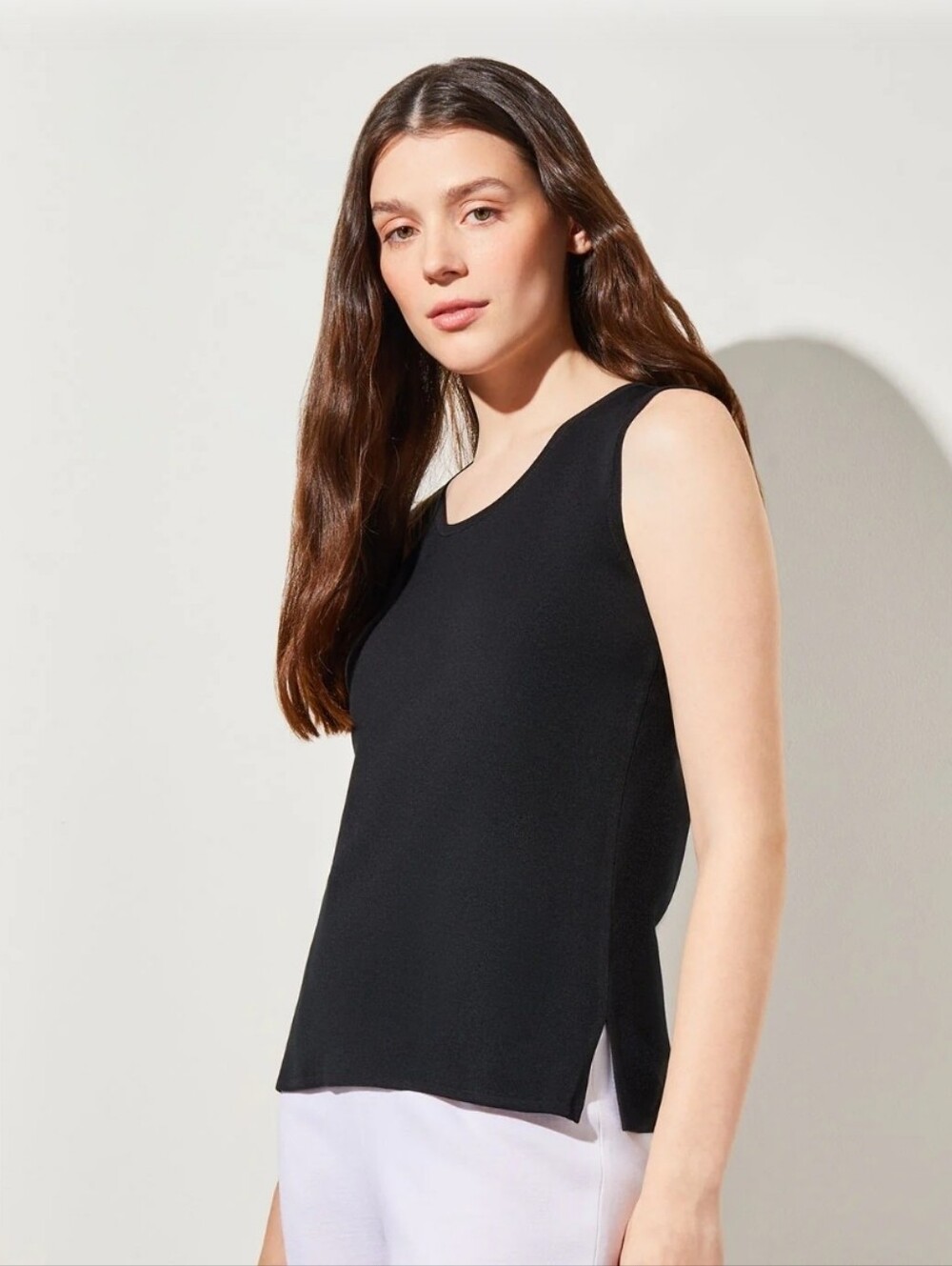 Ming Wang Classic Black Sleeveless Knit Shell Top - Women